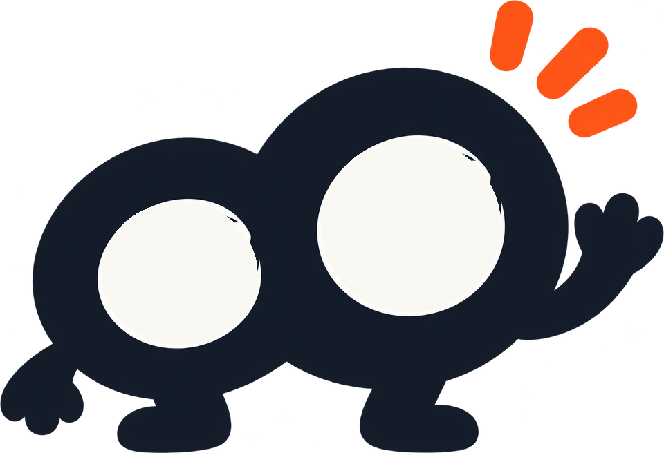 Otto, a small round navy character with two big eyes, waving hello