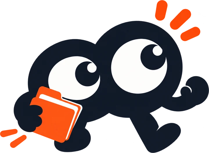Otto hurrying along with an orange folder